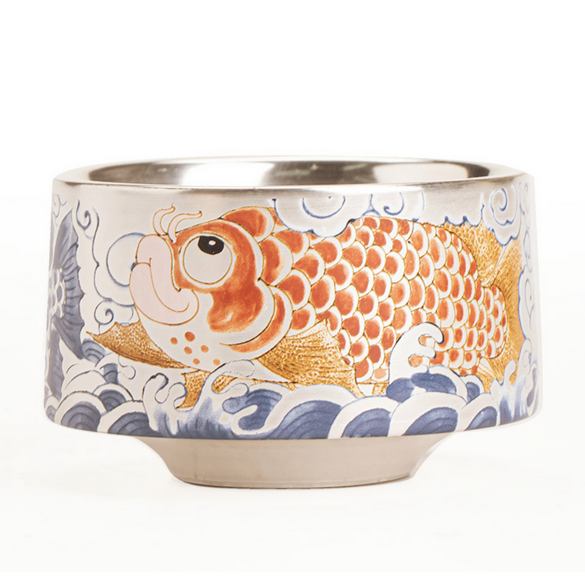 Handmade Silver-Plated Tea Cup, Dragon Fish 150ml