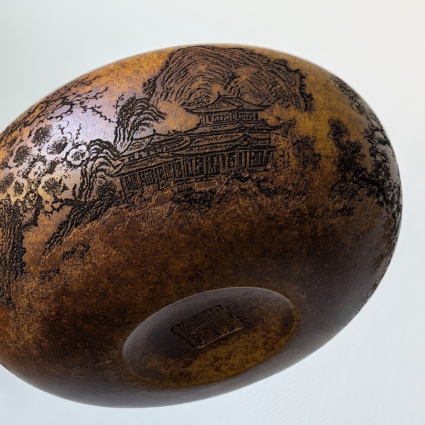 Yixing Long Gu Jin Sha Ni Clay Kyusu Teapot Cicada & Bamboo detail3