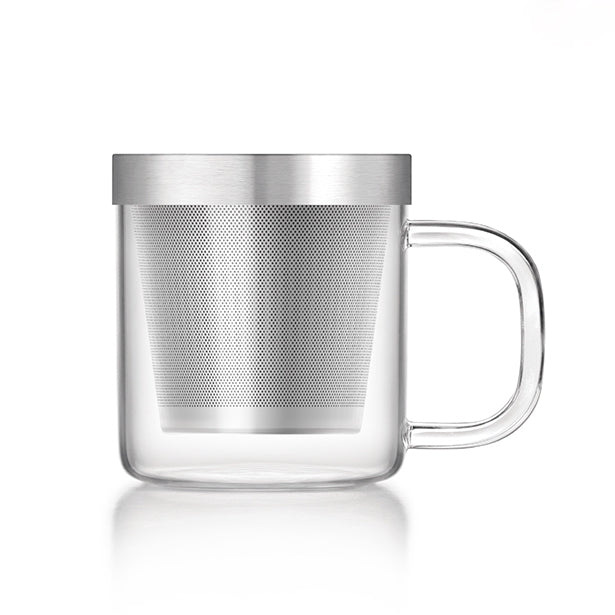 Glass Tea Mug, Stainless Steel Filter & Lid S'050XD S'049XD