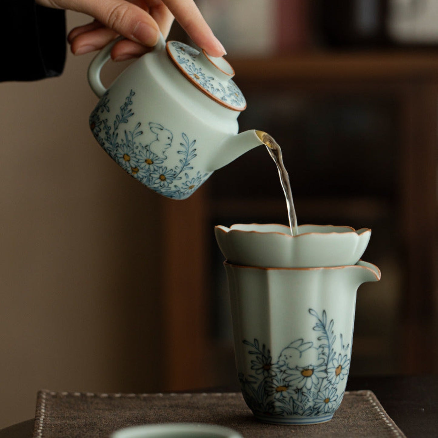 gongfu tea set, teapot, fairness pitcher and strainer