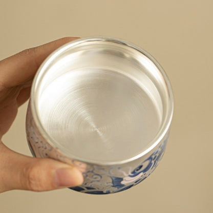 Handmade Silver-Plated Tea Cup, Dragon Fish 150ml