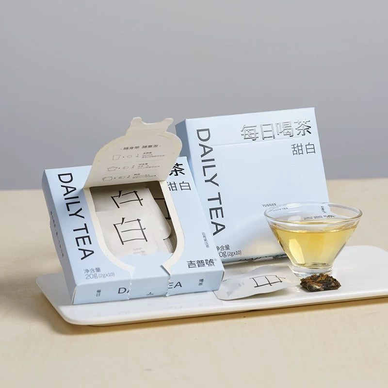 Oripuerlab Tian Bai « Thé du jour » Thé blanc pressé, sachets de 2g