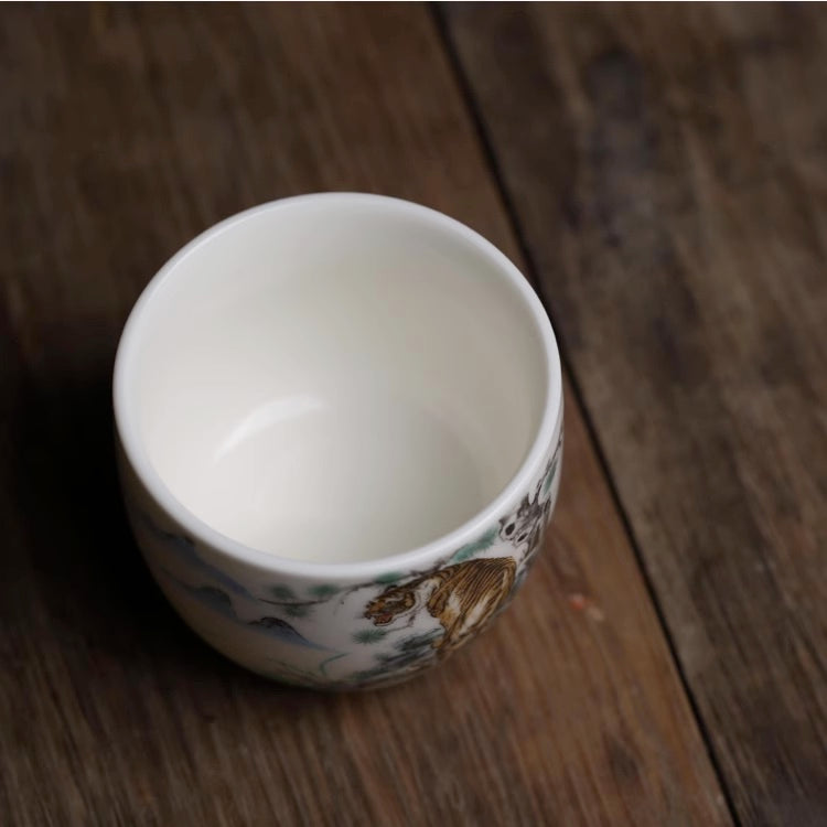 Taza de té de tigre de porcelana