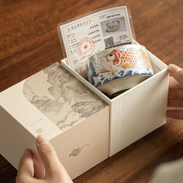 Handmade Silver-Plated Tea Cup, Dragon Fish 150ml