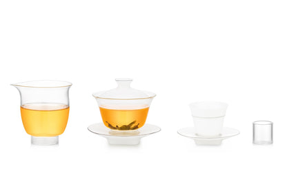 Gaiwan Tea Set with Pitcher, 5 Cups with Coaster