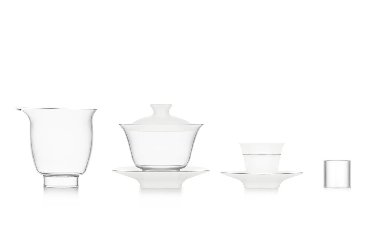 Gaiwan Tea Set with Pitcher, 5 Cups with Coaster