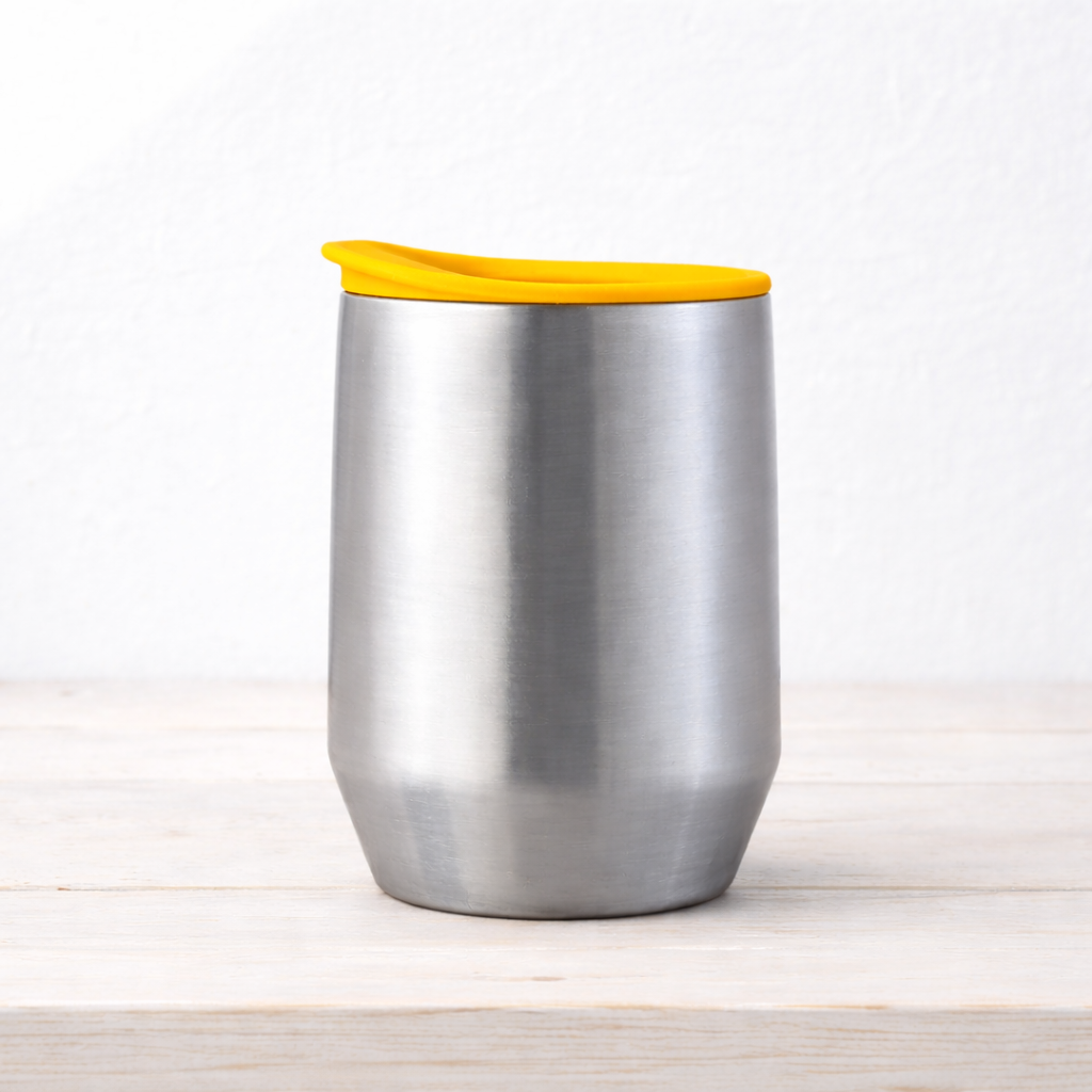 Hario MIOLOVE stainless steel mug with yellow lid