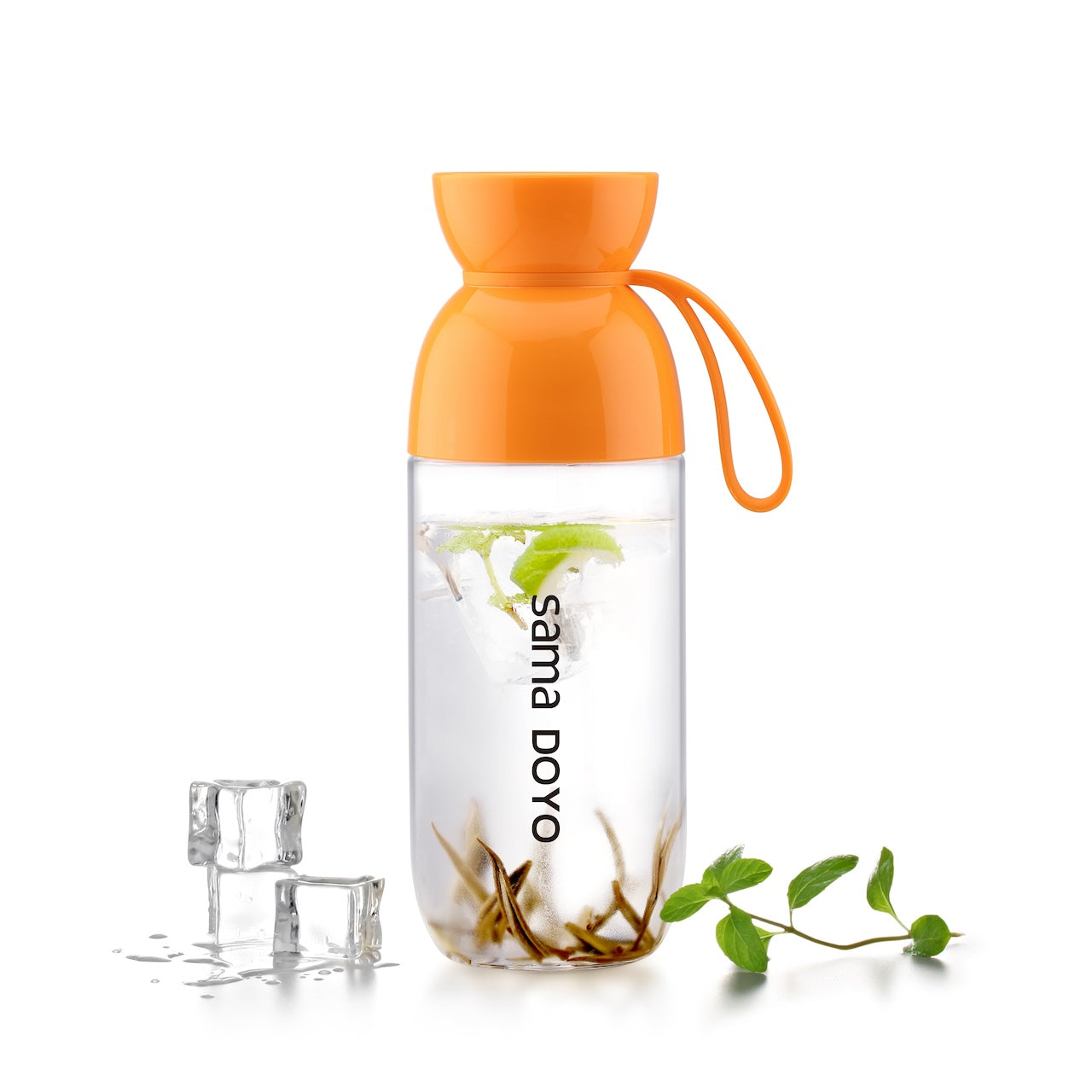 orange tritan water bottle with filter