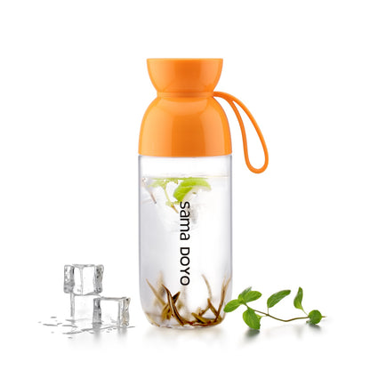 orange tritan water bottle with filter