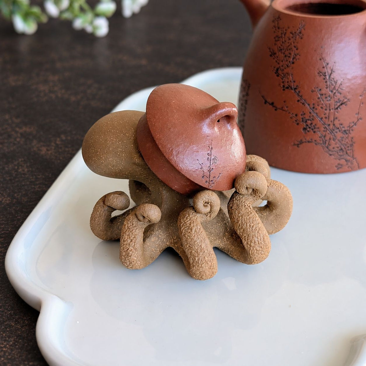 Octopus Tea Pet, Duanni Yellow Clay Octopus Figurine