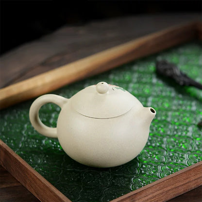 Yixing Xishi Théière & Tasse avec Pivoine - Argile Duanni Jade Blanc 250ml
