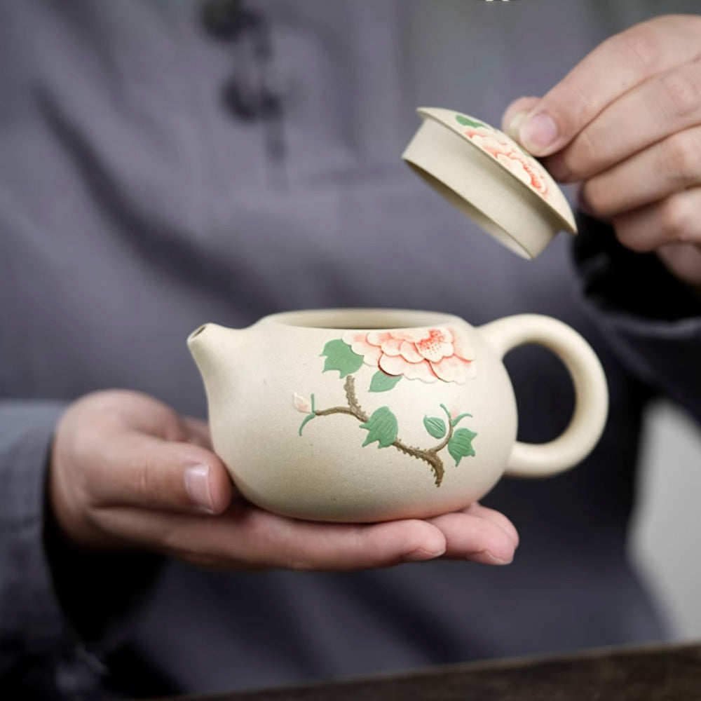 peony flower yixing teapot