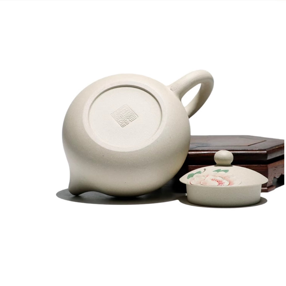 white zisha flower teapot