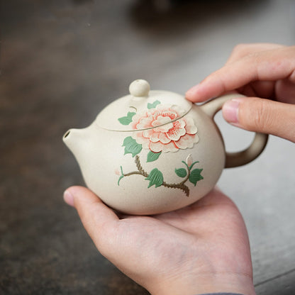 white yixing flower teapot