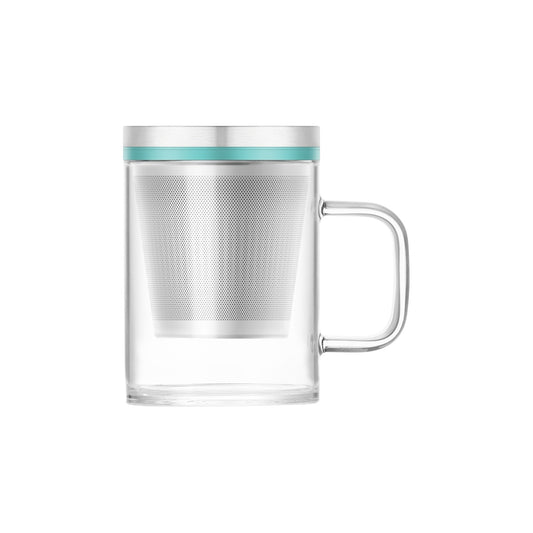 glass mug with filter blue