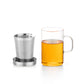 glass mug with stainless steel strainer