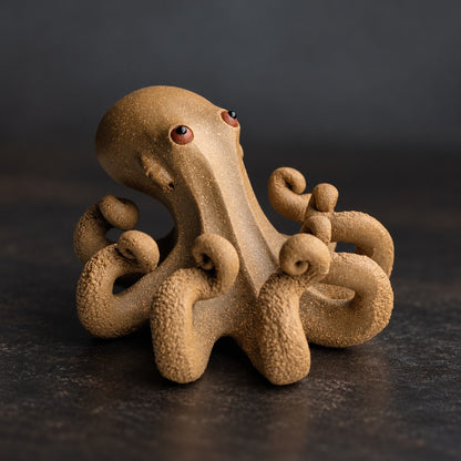 Octopus Tea Pet, Duanni Yellow Clay Octopus Figurine