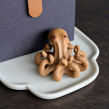 Octopus Tea Pet, Duanni Yellow Clay Octopus Figurine