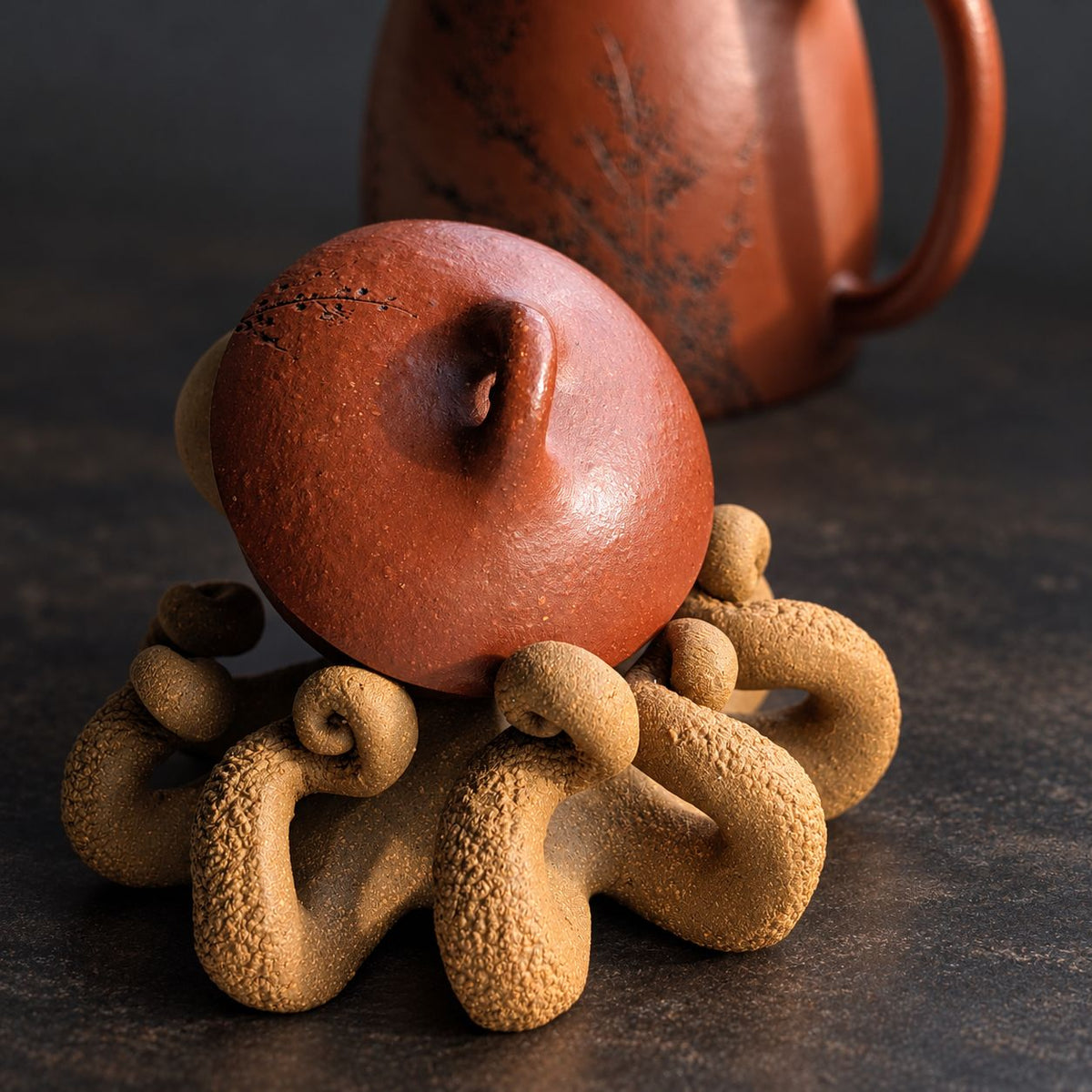 Octopus Tea Pet, Duanni Yellow Clay Octopus Figurine