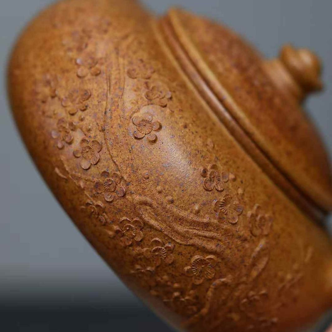 yixing teapot detail flowers