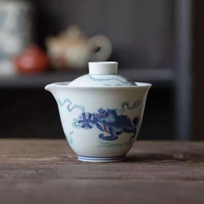 Gongfu Travel Tea Set with Case & 2 Cups 'Guardian Lions'