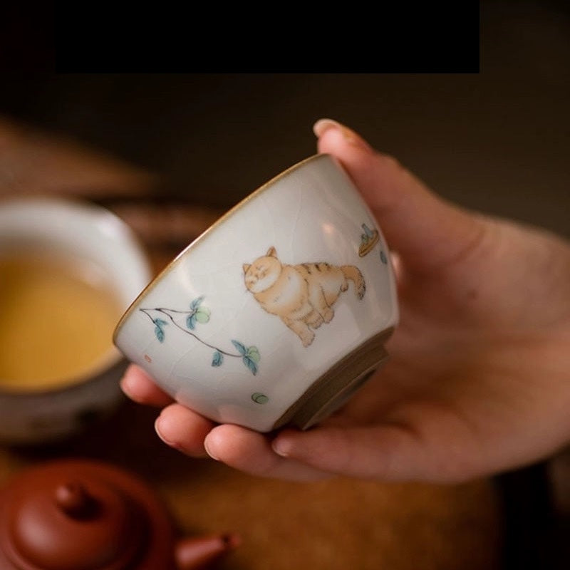 cat tea cup set