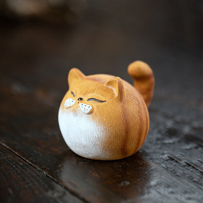 Kat Tea Pet - Schattig kattenfiguurtje van klei