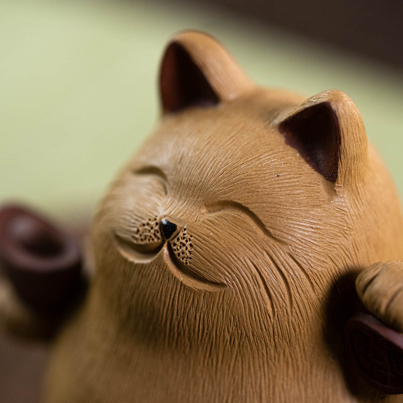 Cat Tea Pet - Lucky Cat Clay Figure | Teasenz.eu