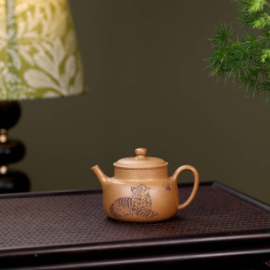 'Words of the Heart' Yixing Cat Teapot, Duanni Clay 120ml
