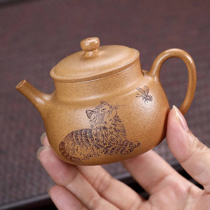 'Words of the Heart' Yixing Cat Teapot, Duanni Clay 120ml