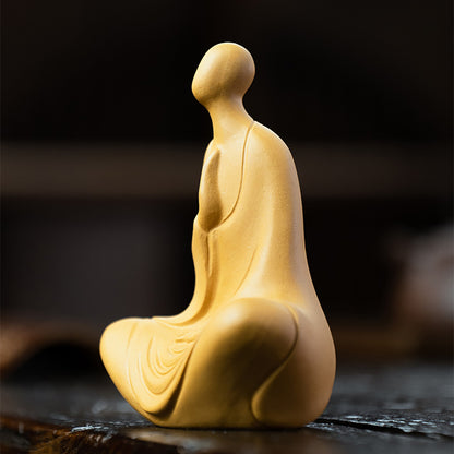 Gezichtsloze Boeddha Tea Pet, gele Duan Ni Yixing kleifiguur