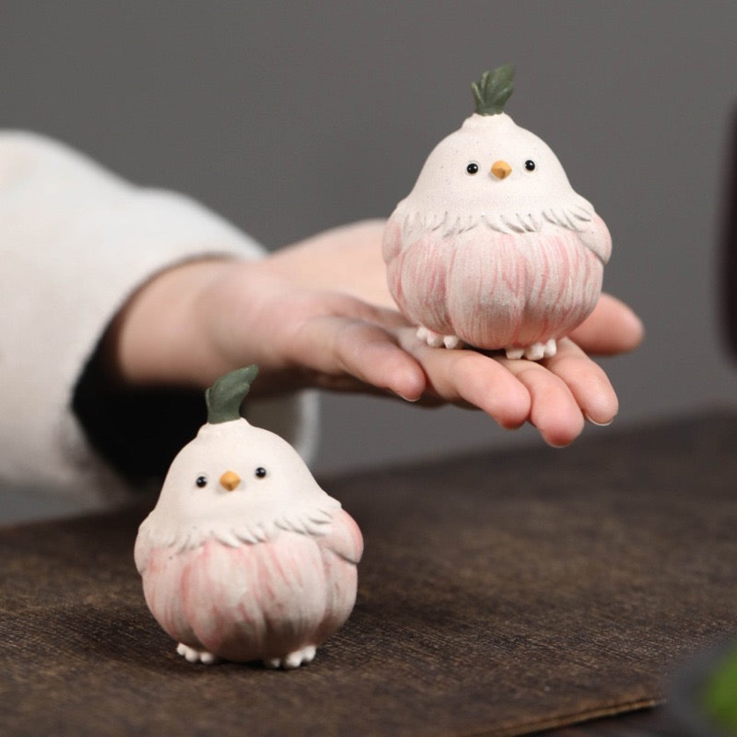 cute garlic chick tea pet