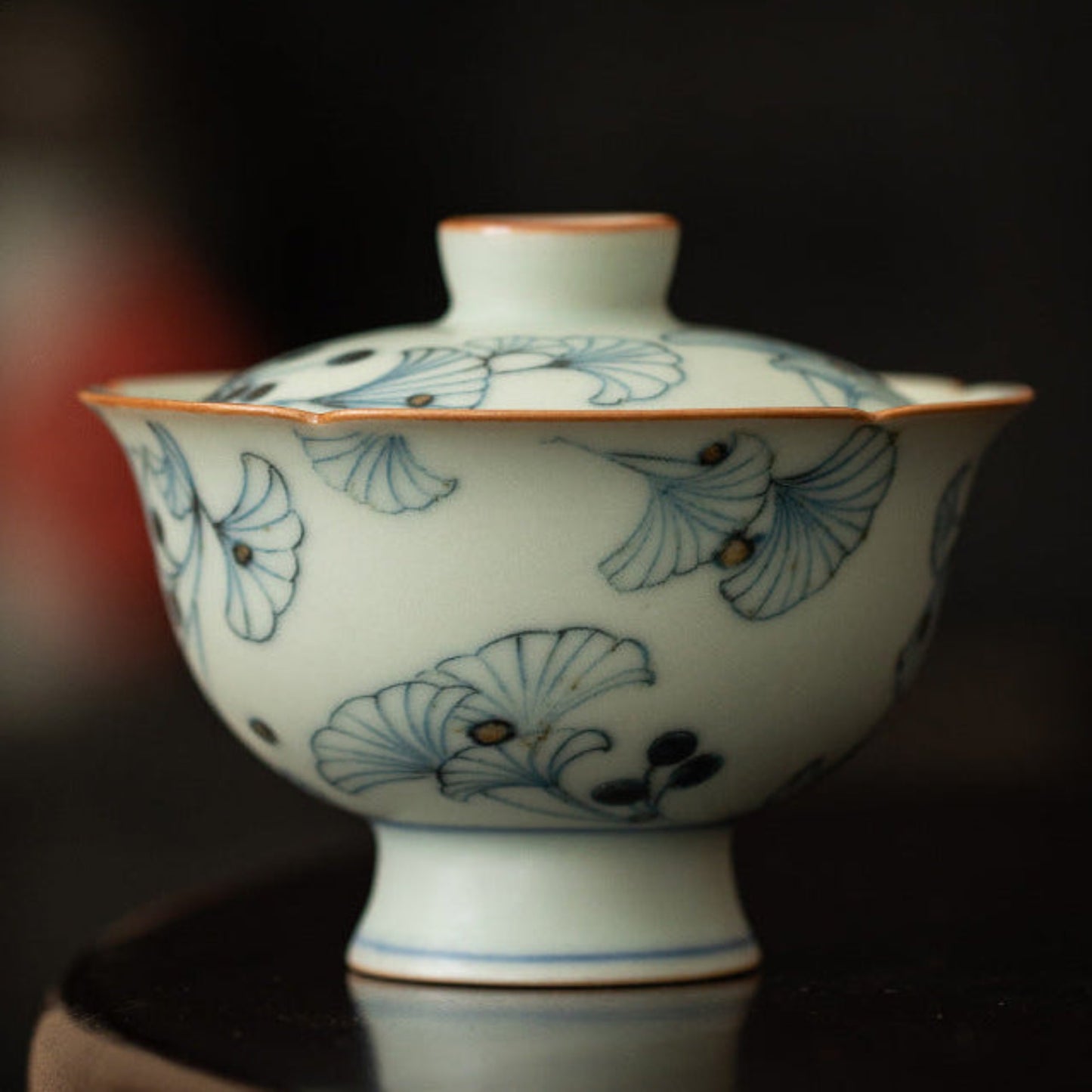 floral shaped ceramic gaiwan