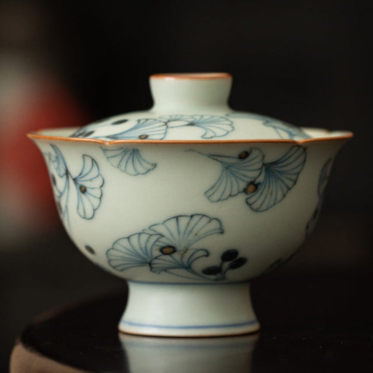 floral shaped ceramic gaiwan