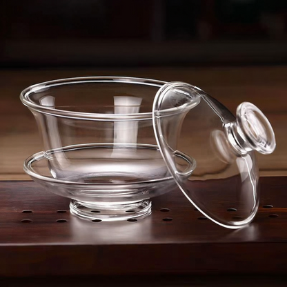 glass gaiwan with coaster and lid