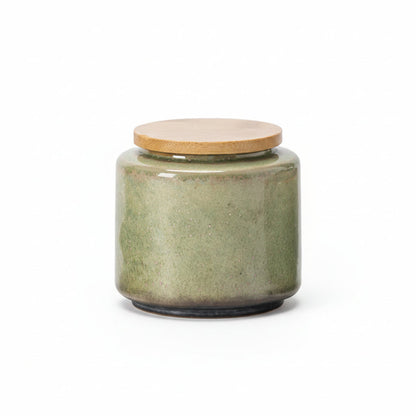 Ceramic Chinese Tea Caddy for Loose Tea with Bamboo Lid