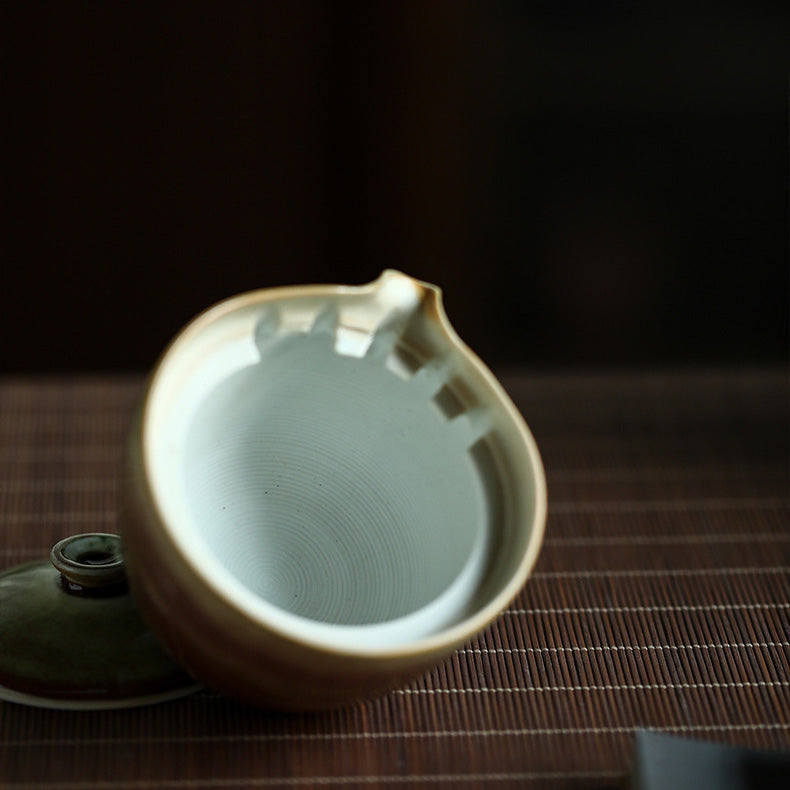 Green Ceramic Easy Gaiwan Tea Set with 2 Cups