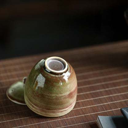 Green Ceramic Easy Gaiwan Tea Set with 2 Cups