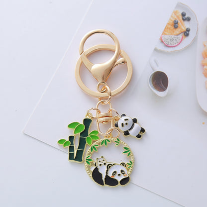 panda mum with cub keychain