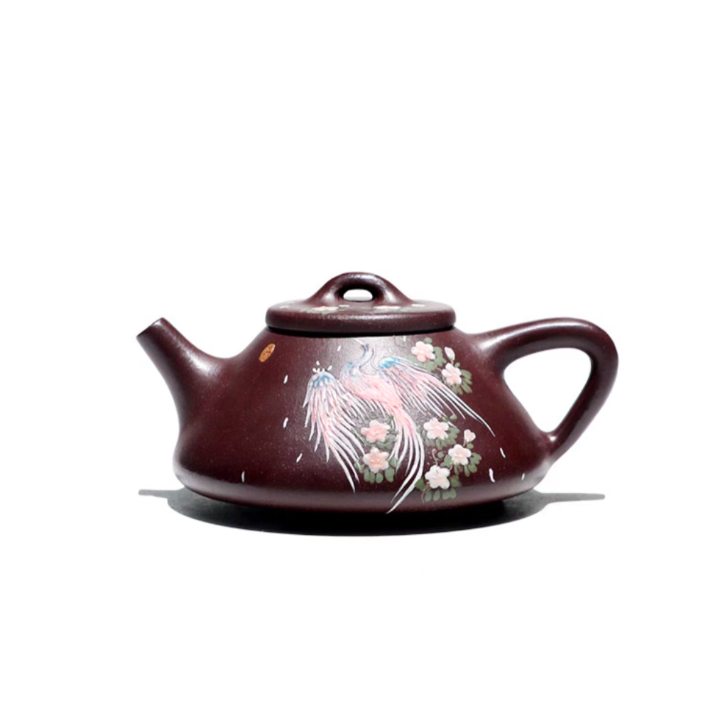 Purple Clay, Ziye Shipiao Yixing Teapot with Phoenix Painting Teasenz