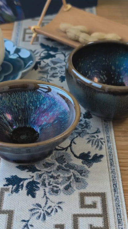 'Resembling Peacock Feathers' Tenmoku Tea Cup