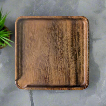 Wooden Tea Cake Tray, Solid Walnut Wood