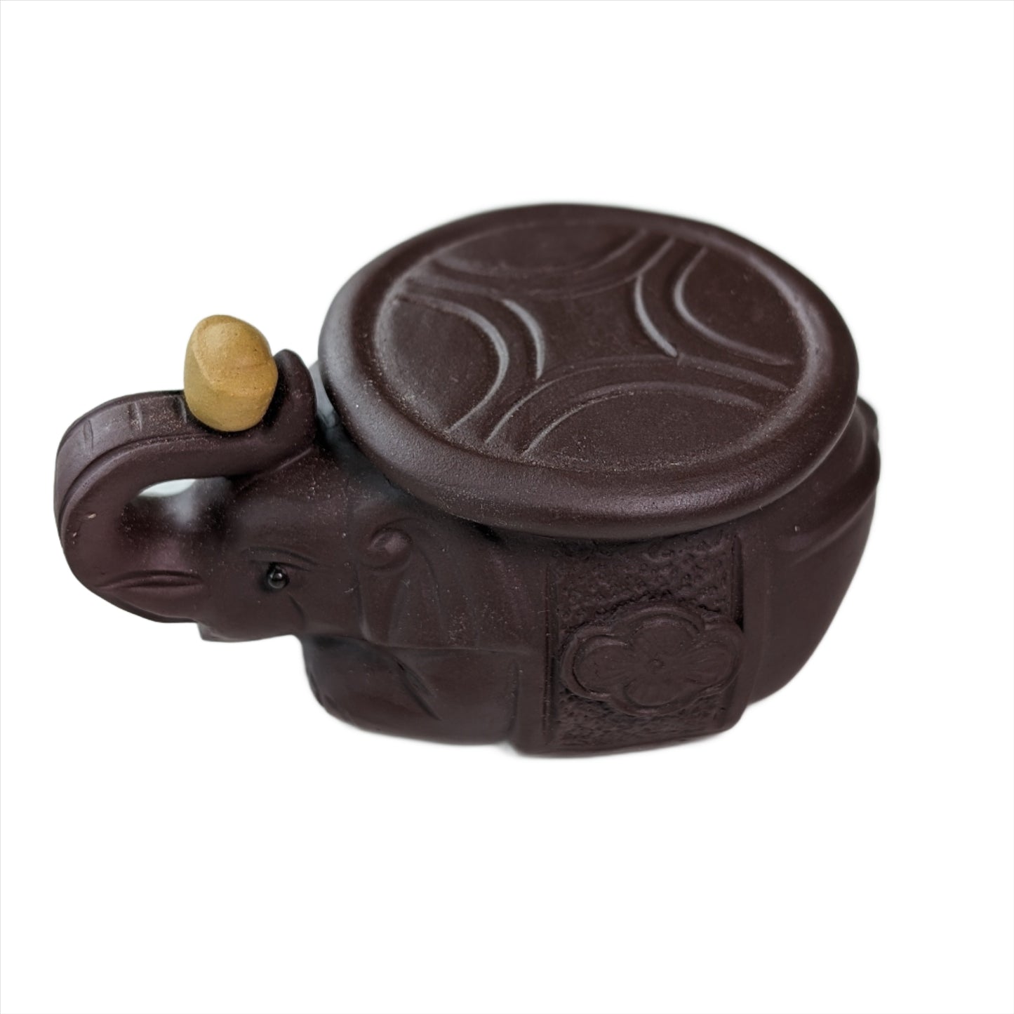 Porta-coperchio per teiera / Tea Pet Elefante in argilla viola