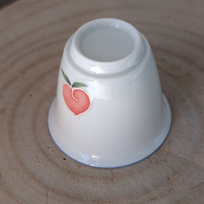 Met de hand beschilderde katten- en perziken porseleinen theekopje 50ml