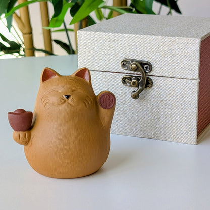 Kat Tea Pet - Geluks Kat Klei Figuur