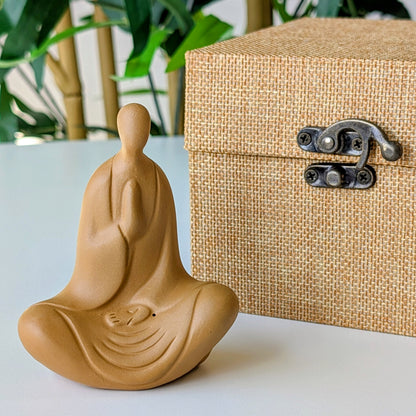 Gezichtsloze Boeddha Tea Pet, gele Duan Ni Yixing kleifiguur