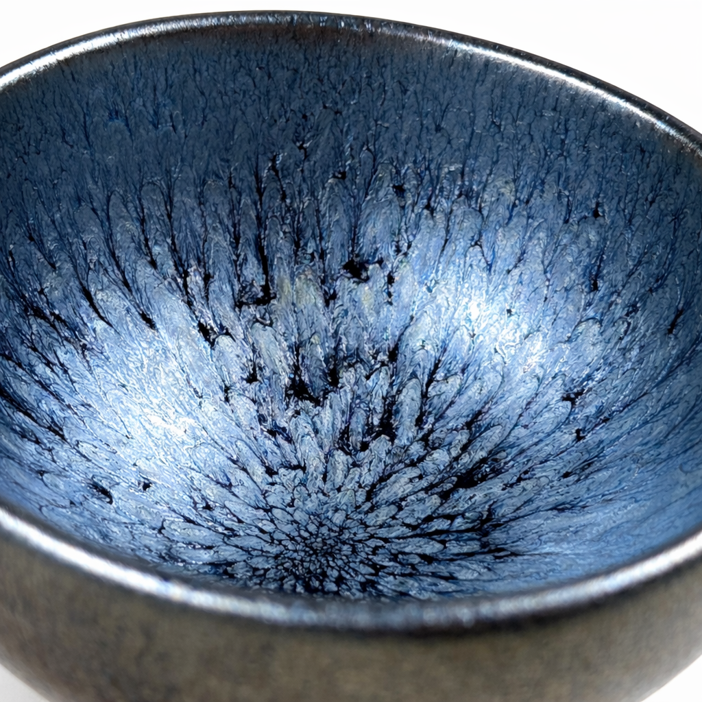 glaze pattern of a traditional jian zhan tea bowl