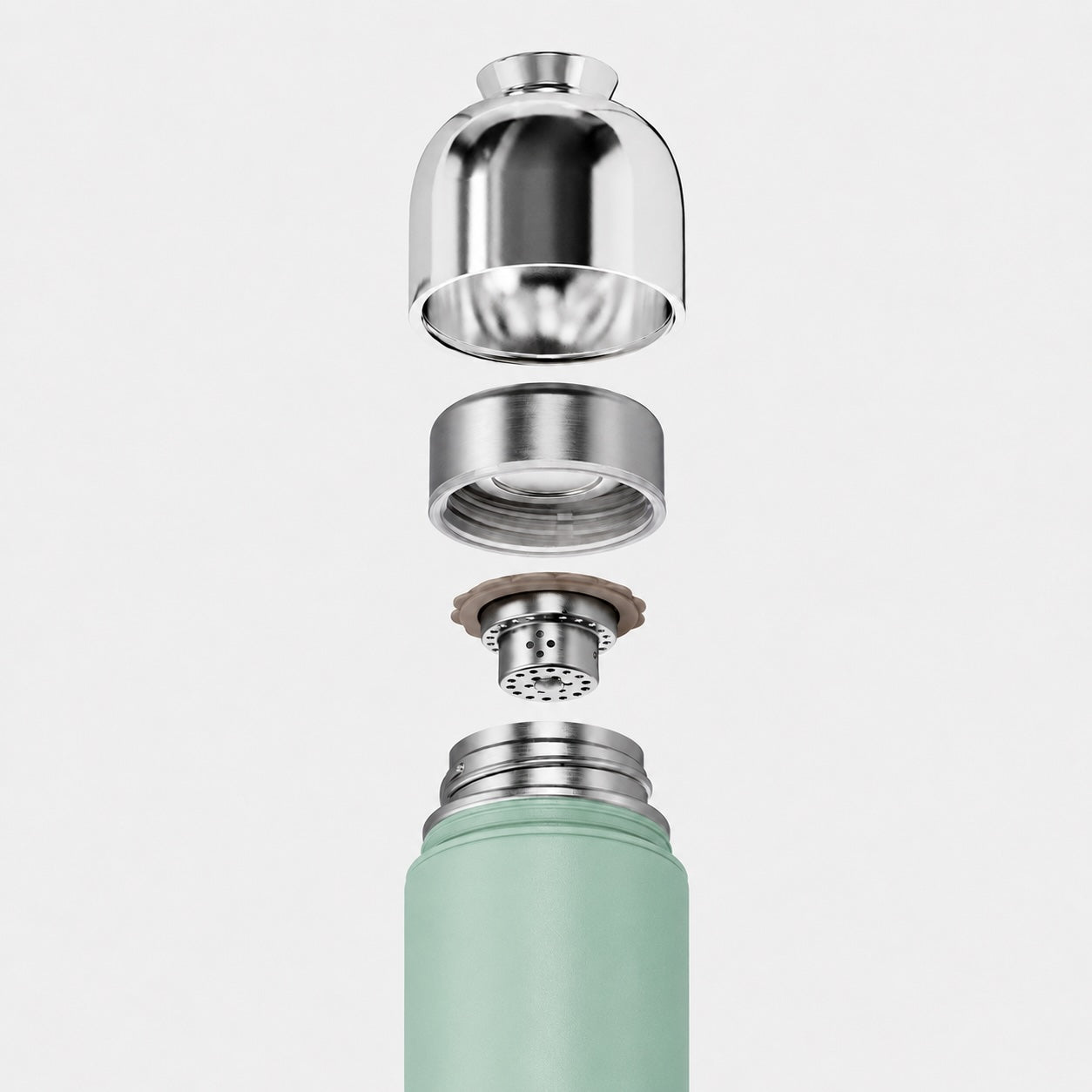 Green Insulated Water/Tea Bottle with Filter & Integrated Cup 400ml