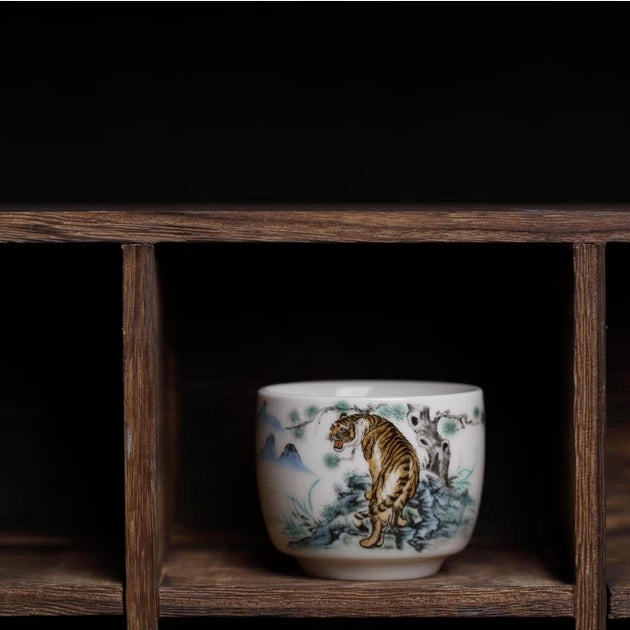 Taza de té de tigre de porcelana