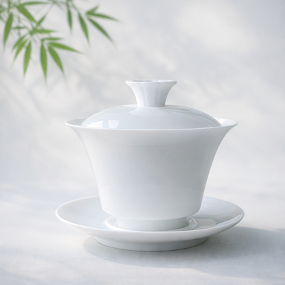 white porcelain gaiwan magnolia shape